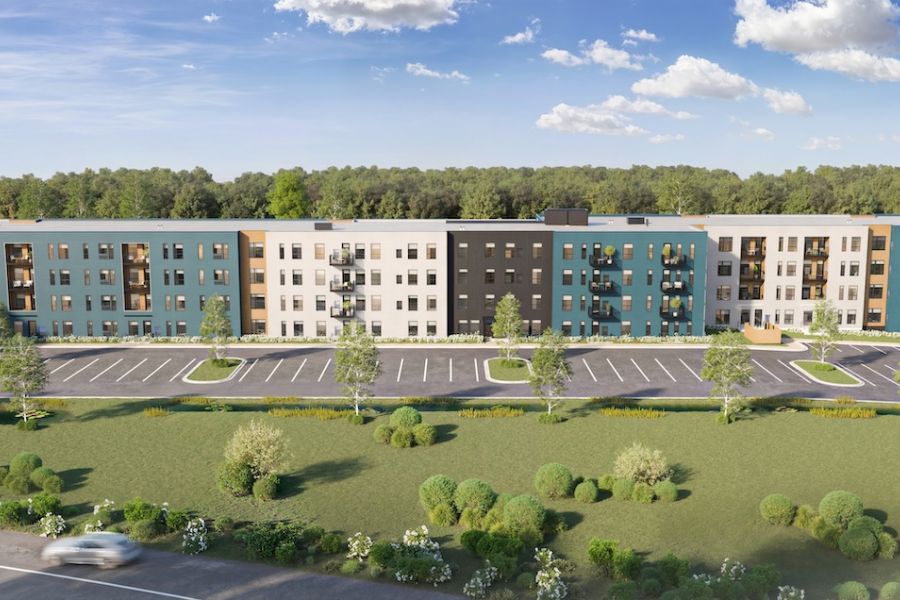 Aerial Exterior Rendering of The Dorian in Lake Elmo, MN